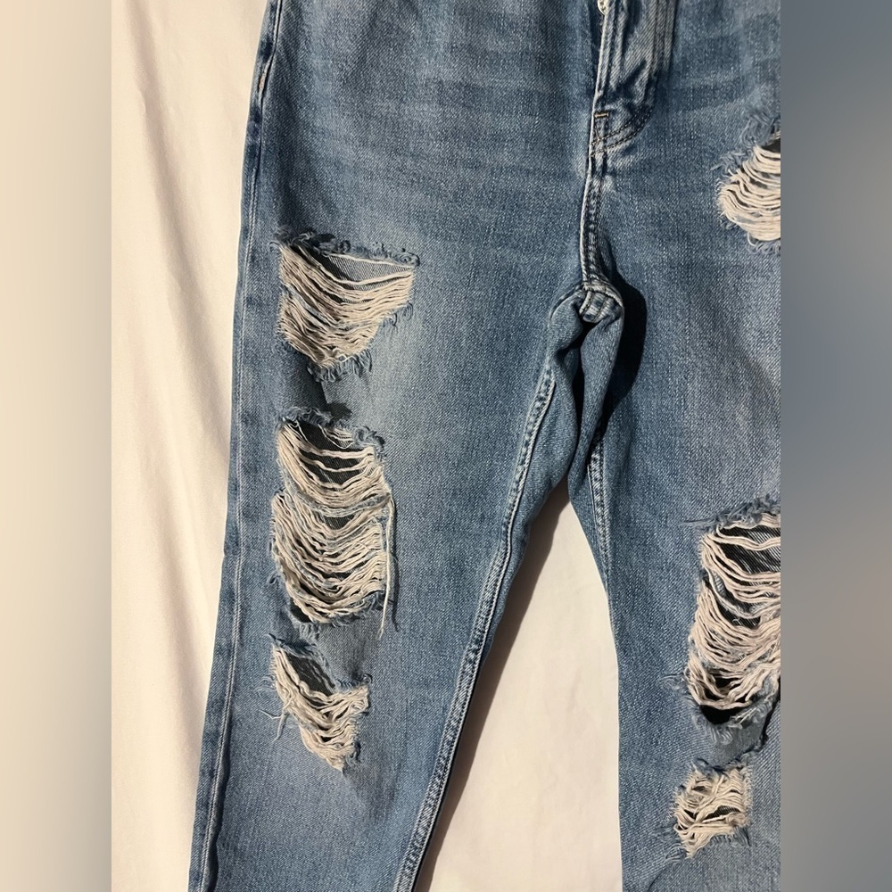 TopShop MOTO Super Ripped Distressed Loose Fit Hayden Boyfriend Jeans Sz 25 #64 - Picture 4 of 5